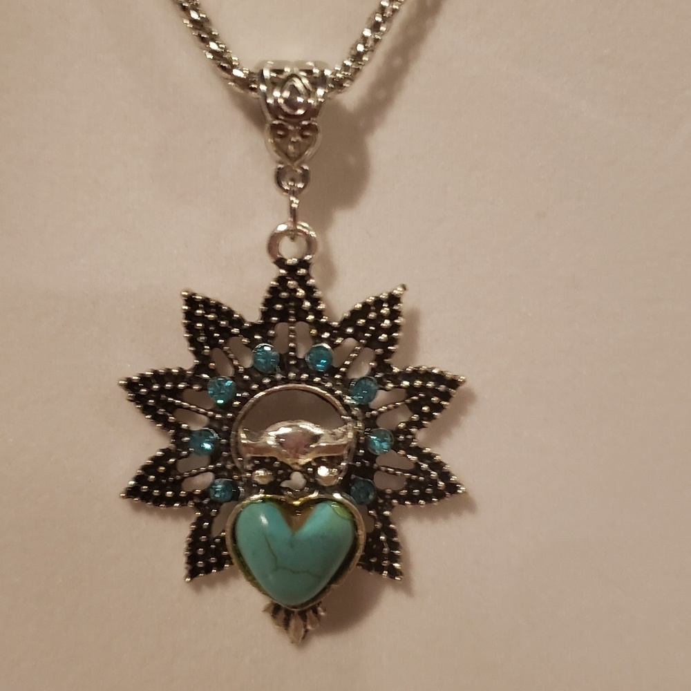Owl heart torquoise necklace(buy 2 get free gift)